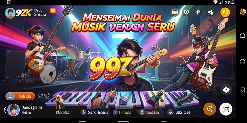 Screenshot gameplay <strong>99ZK</strong> menampilkan interaksi musik yang menarik.