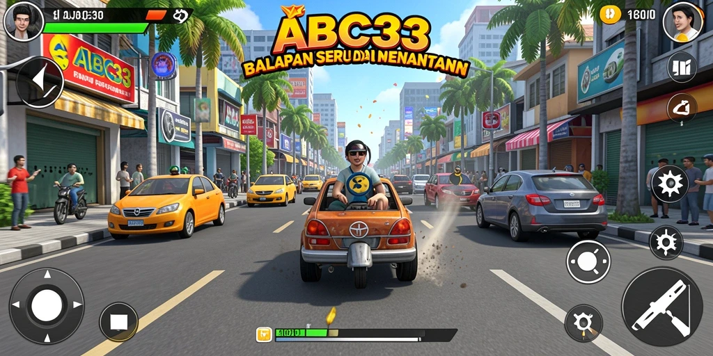 Screenshot utama <strong>ABC33</strong> menunjukkan aksi balapan yang mendebarkan di lintasan.