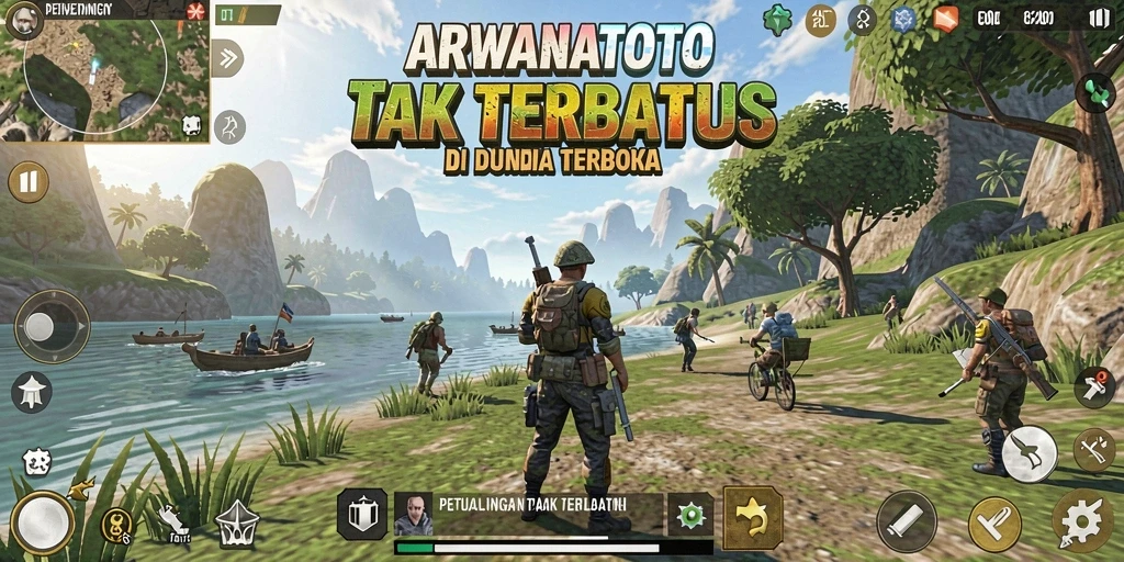 Gameplay ARWANATOTO di dunia terbuka yang luas dan menantang.