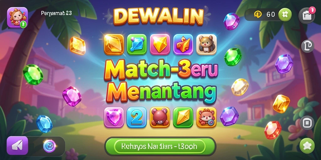 Tampilan gameplay seru DEWALIN dalam dunia Match-3.