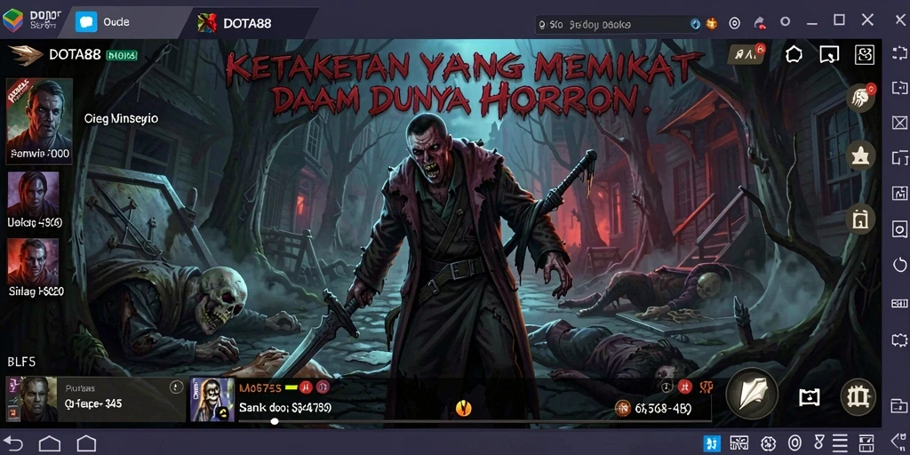 Screenshot gameplay DOTA88 menunjukkan momen mencekam saat menjelajahi kegelapan.