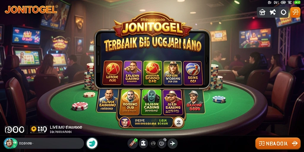 Screenshot gameplay JONITOGEL menunjukkan dealer live dalam aksi.