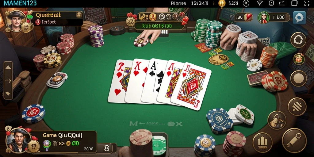Tampilan gameplay seru dalam MAMEN123 saat bermain QiuQiu.