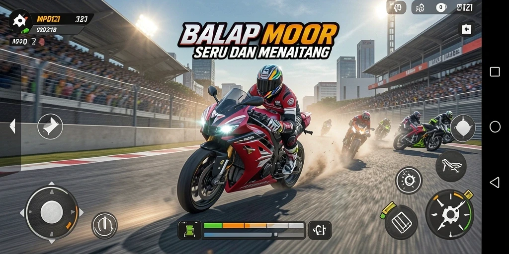 Gameplay penuh aksi dalam balapan motor