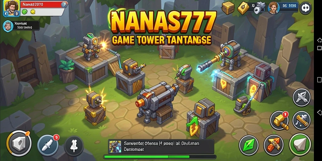 Screenshot gameplay Tower Defense NANAS777 menampilkan menara yang siap bertempur.