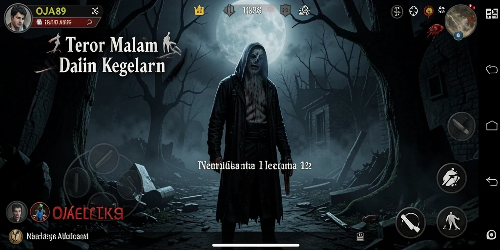 Screenshot gameplay OJA89 dengan suasana mencekam yang menakutkan.