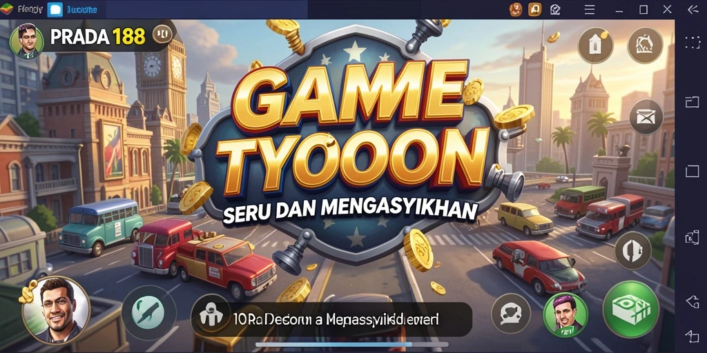 Screenshot gameplay PRADA188 menunjukkan aktivitas manajemen bisnis yang seru.