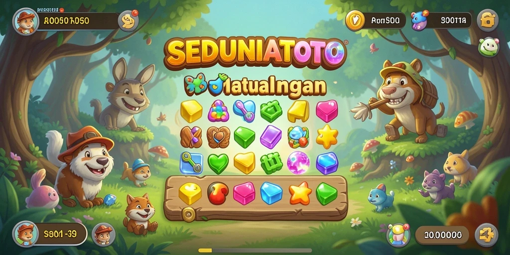 Screenshot gameplay SEDUNIATOTO yang penuh warna dan tantangan Match-3.