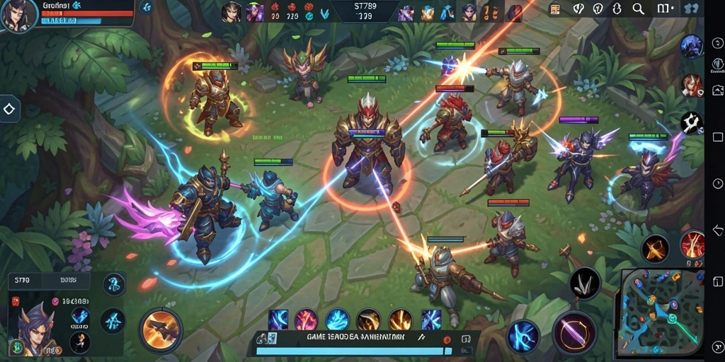 Tangkapan layar yang menampilkan pertarungan intens dalam game MOBA.
