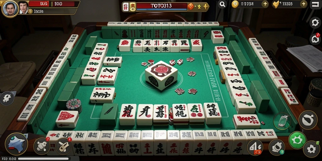 Screenshot gameplay TOTO313 menampilkan momen penting dalam permainan Mahjong.